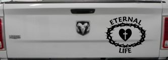 Eternal Life Crown Of Thorns Christian Car or Truck Window Vinyl Decal Sticker (Black)