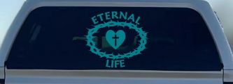 Eternal Life Crown Of Thorns Christian Car or Truck Window Vinyl Decal Sticker (Turquoise Blue)