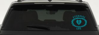 Eternal Life Crown Of Thorns Christian Car or Truck Window Vinyl Decal Sticker (Turquoise Blue)