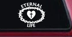 Eternal Life Crown Of Thorns Christian Car or Truck Window Decal Sticker