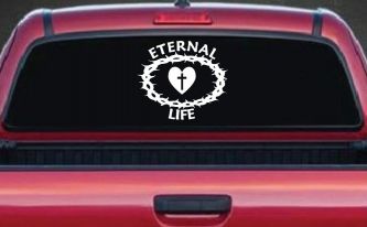 Eternal Life Crown Of Thorns Christian Car or Truck Window Decal Sticker