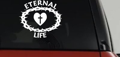 Eternal Life Crown Of Thorns Christian Car or Truck Window Vinyl Decal Sticker