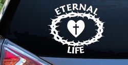 Eternal Life Crown Of Thorns Christian Car or Truck Window Decal Sticker