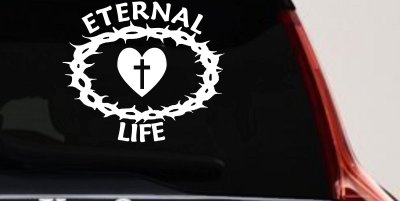 Eternal Life Crown Of Thorns Christian Car or Truck Window Vinyl Decal Sticker