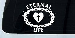 Eternal Life Crown Of Thorns Christian Car or Truck Window Decal Sticker