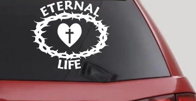 Eternal Life Crown Of Thorns Christian Car or Truck Window Vinyl Decal Sticker