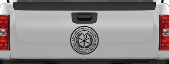 Chi Rho I Am The Alpha and Omega The Beginning and The End Christian Car or Truck Window Decal Sticker (Black)