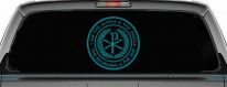 Chi Rho I Am The Alpha and Omega The Beginning and The End Christian Car or Truck Window Decal Sticker (Turquoise Blue)