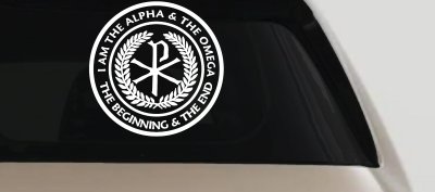 Chi Rho I Am The Alpha and Omega The Beginning and The End Christian Car or Truck Window Vinyl Decal Sticker