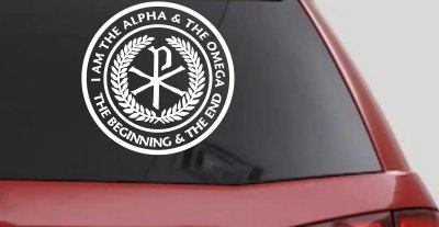 Chi Rho I Am The Alpha and Omega The Beginning and The End Christian Car or Truck Window Vinyl Decal Sticker