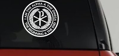 Chi Rho I Am The Alpha and Omega The Beginning and The End Christian Car or Truck Window Vinyl Decal Sticker
