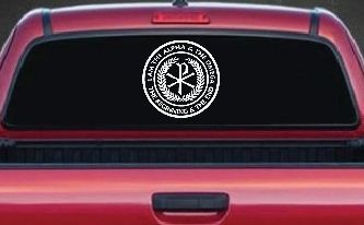 Chi Rho I Am The Alpha and Omega The Beginning and The End Christian Car or Truck Window Decal Sticker