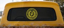 Chi Rho I Am The Alpha and Omega The Beginning and The End Christian Car or Truck Window Decal Sticker (Yellow)