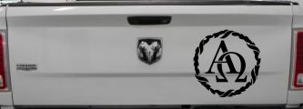 Alpha Omega Monogram Christian Car or Truck Window Decal Sticker (Black)