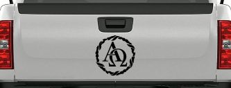 Alpha Omega Monogram Christian Car or Truck Window Vinyl Decal Sticker (Black)