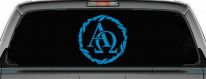 Alpha Omega Monogram Christian Car or Truck Window Decal Sticker (Blue)