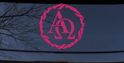 Alpha Omega Monogram Christian Car or Truck Window Decal Sticker (Hot Pink)