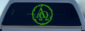 Alpha Omega Monogram Christian Car or Truck Window Decal Sticker (Lime)