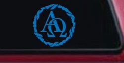 Alpha Omega Monogram Christian Car or Truck Window Decal Sticker (Sky Blue)