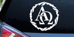 Alpha Omega Monogram Christian Car or Truck Window Decal Sticker