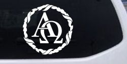 Alpha Omega Monogram Christian Car or Truck Window Decal Sticker