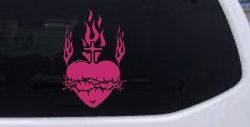 Sacred Heart Christian Car or Truck Window Decal Sticker (Hot Pink)
