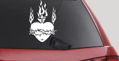 Sacred Heart Christian Car or Truck Window Vinyl Decal Sticker