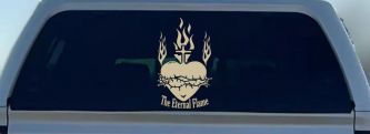 Sacred Heart The Eternal Flame Christian Car or Truck Window Decal Sticker (Desert Sand)