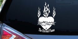 Sacred Heart The Eternal Flame Christian Car or Truck Window Decal Sticker