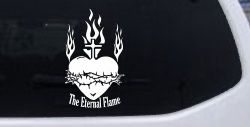 Sacred Heart The Eternal Flame Christian Car or Truck Window Decal Sticker