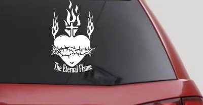 Sacred Heart The Eternal Flame Christian Car or Truck Window Vinyl Decal Sticker