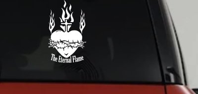 Sacred Heart The Eternal Flame Christian Car or Truck Window Vinyl Decal Sticker