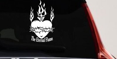 Sacred Heart The Eternal Flame Christian Car or Truck Window Vinyl Decal Sticker