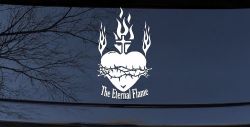 Sacred Heart The Eternal Flame Christian Car or Truck Window Decal Sticker