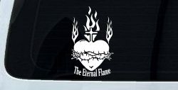 Sacred Heart The Eternal Flame Christian Car or Truck Window Decal Sticker