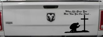 When LIfe Gives You More Than You Can Stand Kneel at The Cross Christian Car or Truck Window Decal Sticker (Black)