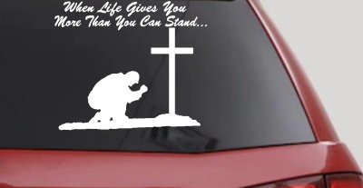When LIfe Gives You More Than You Can Stand Kneel at The Cross Christian Car or Truck Window Vinyl Decal Sticker