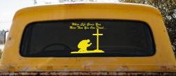 When LIfe Gives You More Than You Can Stand Kneel at The Cross Christian Car or Truck Window Decal Sticker (Yellow)