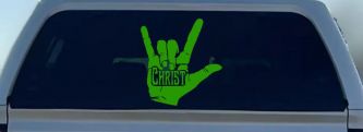 I Love Christ Hand Gesture Christian Car or Truck Window Decal Sticker (Lime)