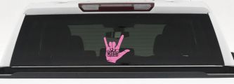 I Love Christ Hand Gesture Christian Car or Truck Window Decal Sticker (Pink)
