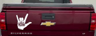 I Love Christ Hand Gesture Christian Car or Truck Window Decal Sticker (White)