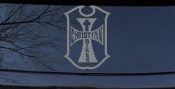 Christian Biker Cross Car or Truck Window Vinyl Decal Sticker (Telegrey)