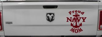 Proud Navy Mom Anchor Military Car or Truck Window Decal Sticker (Purple Red)