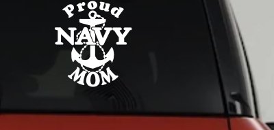 Proud Navy Mom Anchor Military Car or Truck Window Vinyl Decal Sticker
