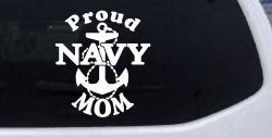 Proud Navy Mom Anchor Military Car or Truck Window Decal Sticker