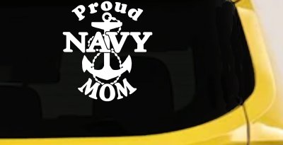 Proud Navy Mom Anchor Military Car or Truck Window Vinyl Decal Sticker