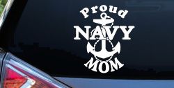 Proud Navy Mom Anchor Military Car or Truck Window Decal Sticker