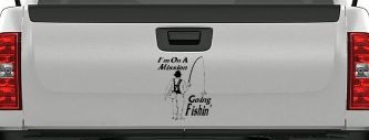 Im On A Mission Going Fishin Fishing Car or Truck Window Vinyl Decal Sticker (Black)