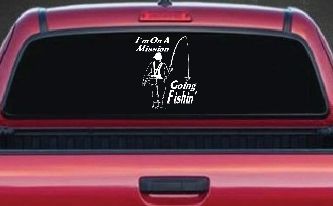 Im On A Mission Going Fishin Fishing Car or Truck Window Decal Sticker