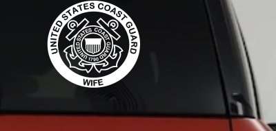 United States Coast Guard Wife Military Car or Truck Window Vinyl Decal Sticker